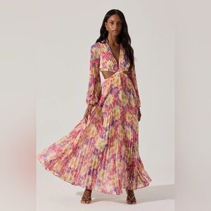 Astr The Label Revery Dress in Yellow Pink Floral | LP NWT